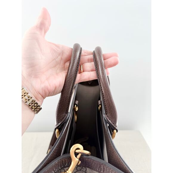 Gucci Ophidia Large Tote Bag Beige and Ebony GG Supreme Canvas with Leather Trim - Picture 7 of 16